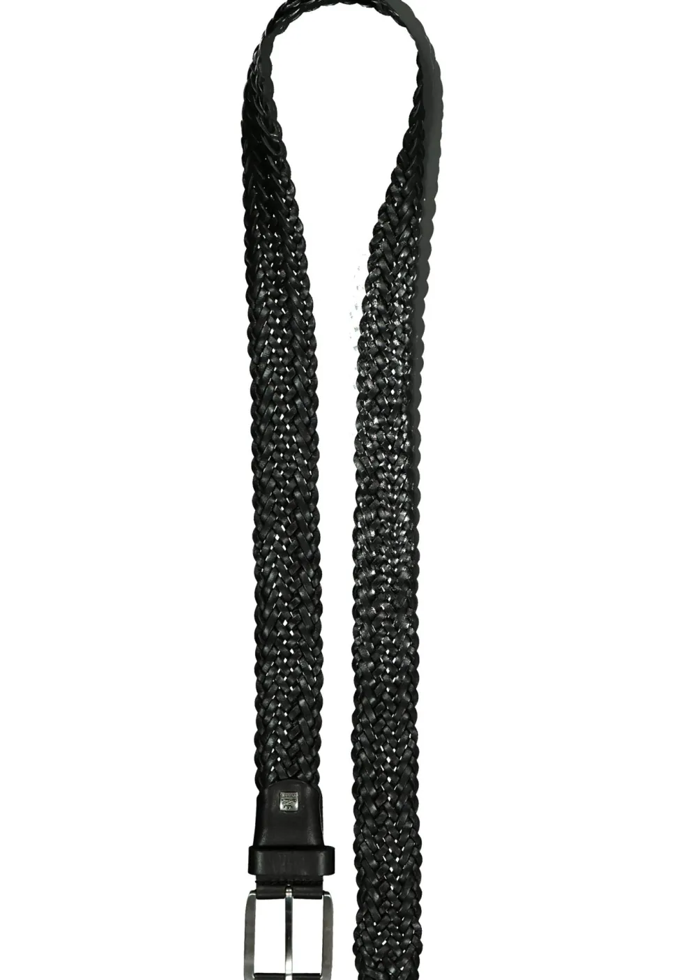 LINDENMANN leren heren riem,, zwart gevlochten