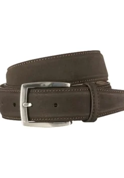 LINDENMANN suede leren heren riem, donkerbruin