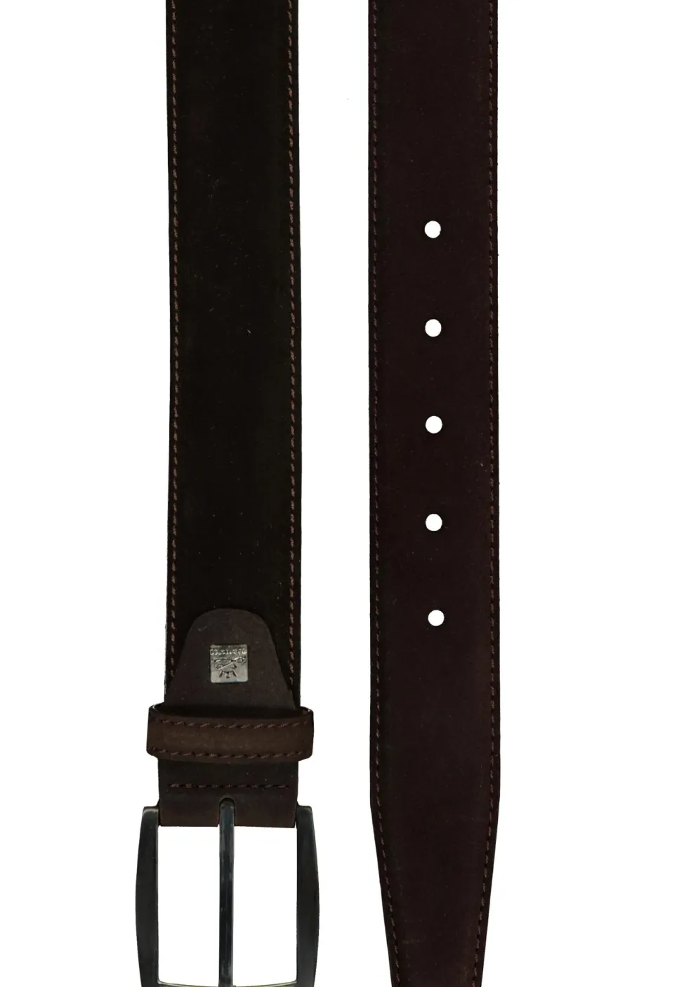 LINDENMANN suede leren heren riem, donkerbruin