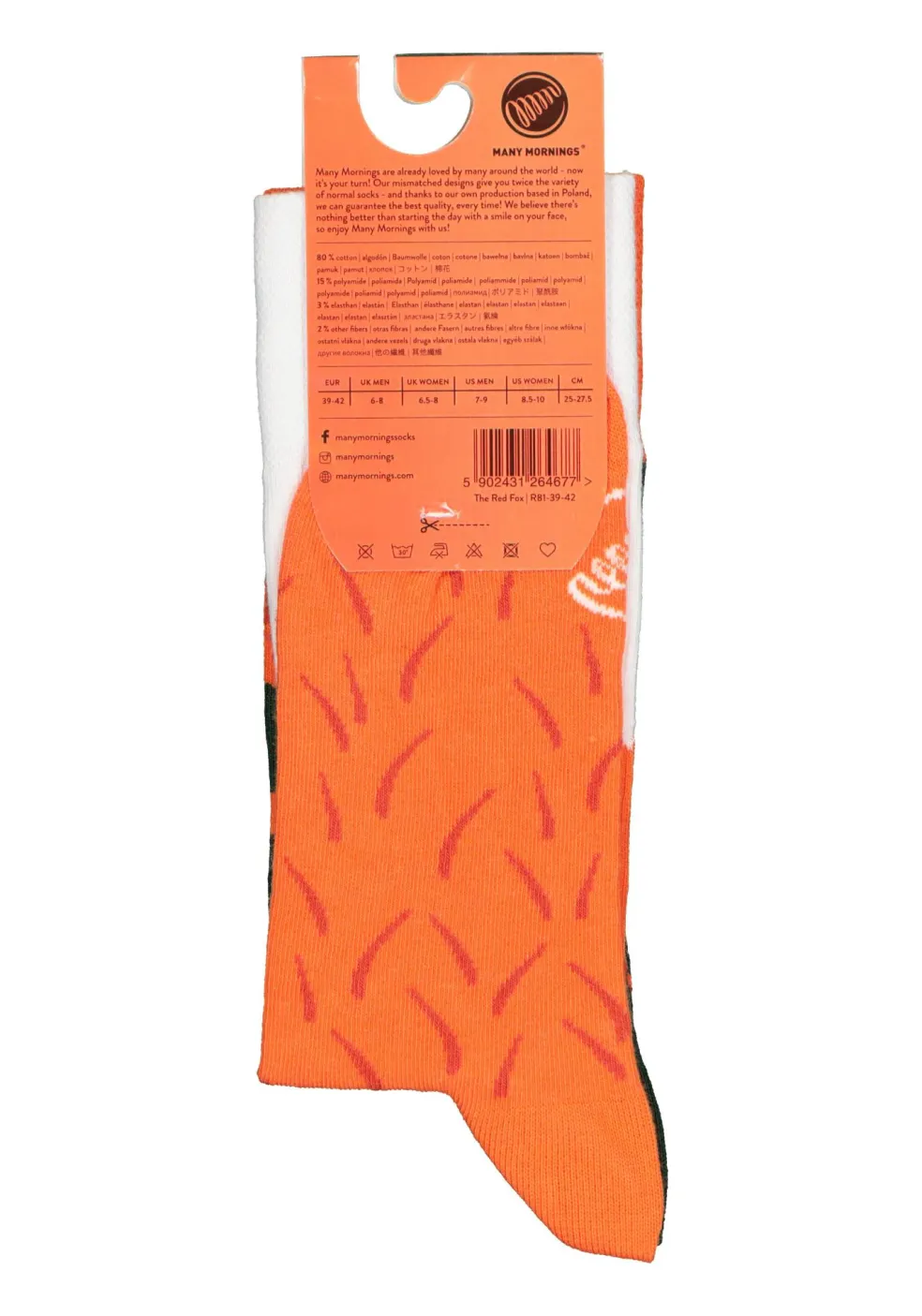 Many Mornings unisex sokken Red Fox