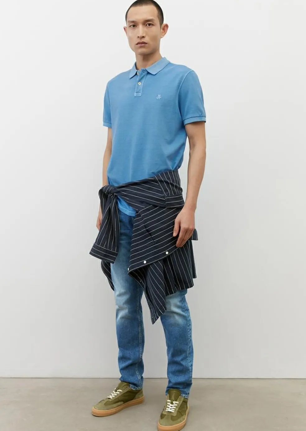 Marc O'Polo regular fit polo, heren poloshirt, azuurblauw