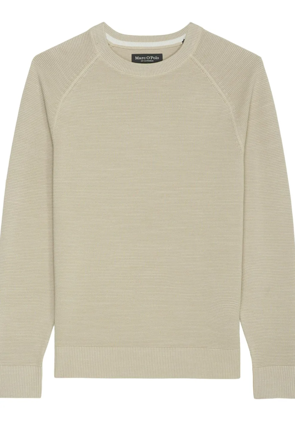 Marc O'Polo regular fit pullover, heren trui katoen met O-hals, beige (middeldik)