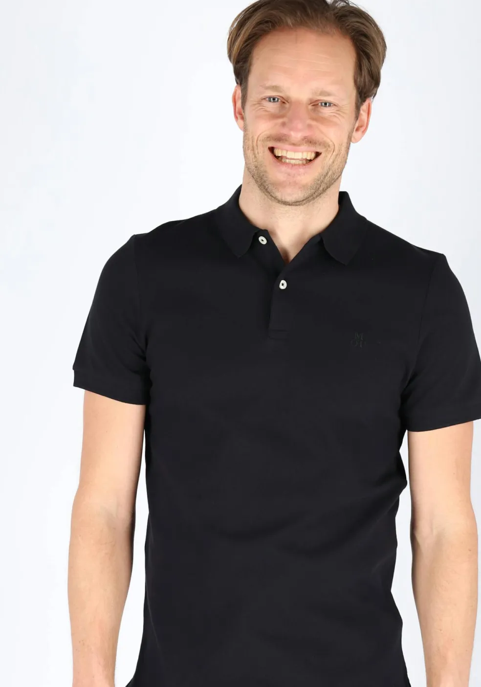 Marc O'Polo shaped fit polo, heren poloshirt, zwart
