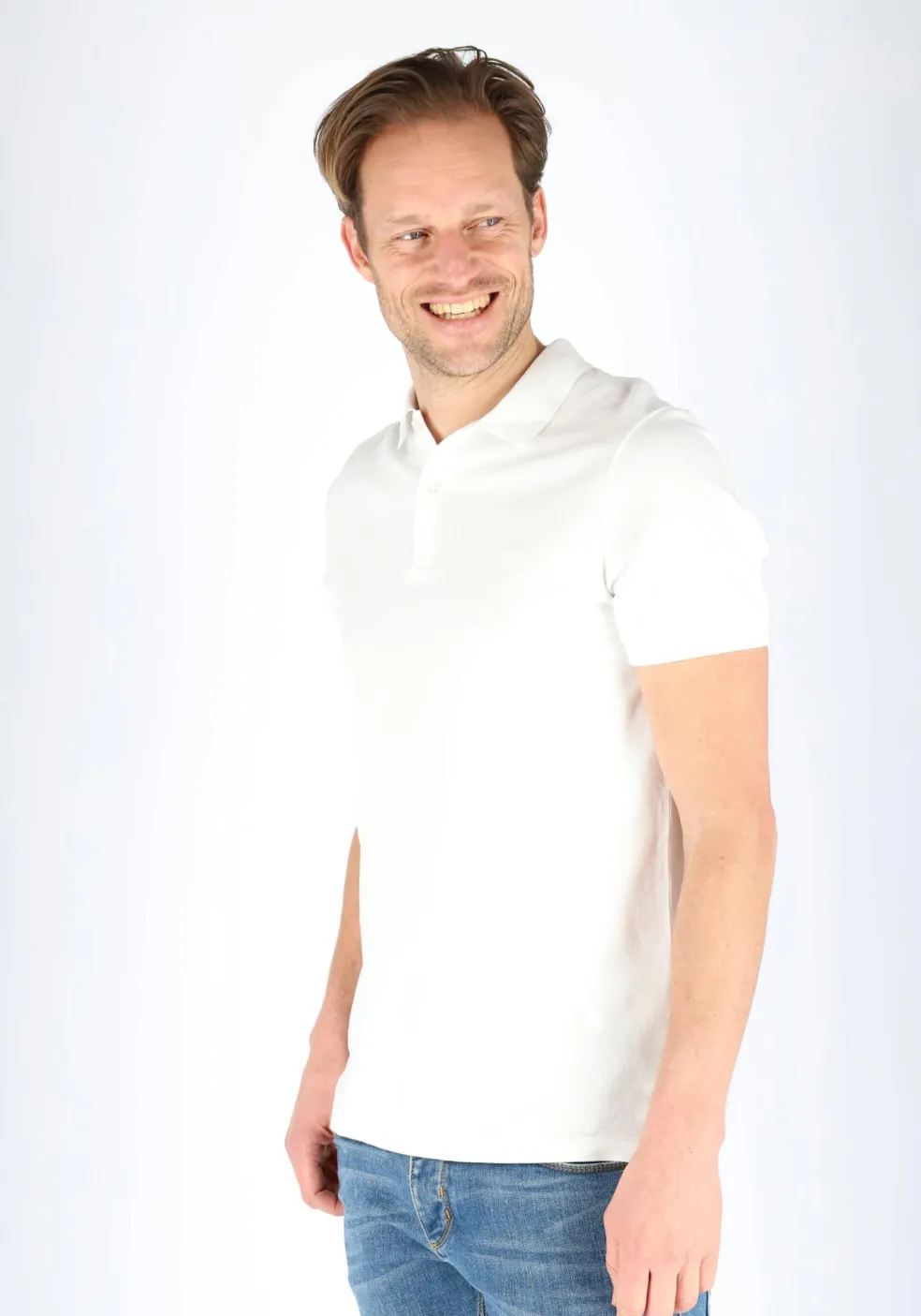 Marc O'Polo shaped fit polo, heren poloshirt, wit