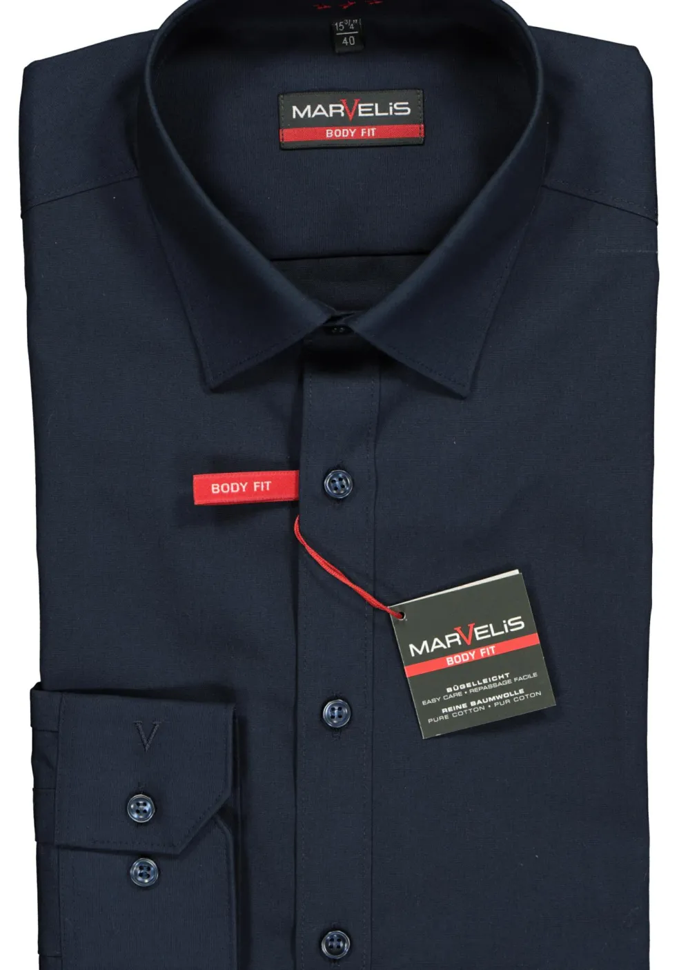 MARVELIS body fit overhemd, donkerblauw