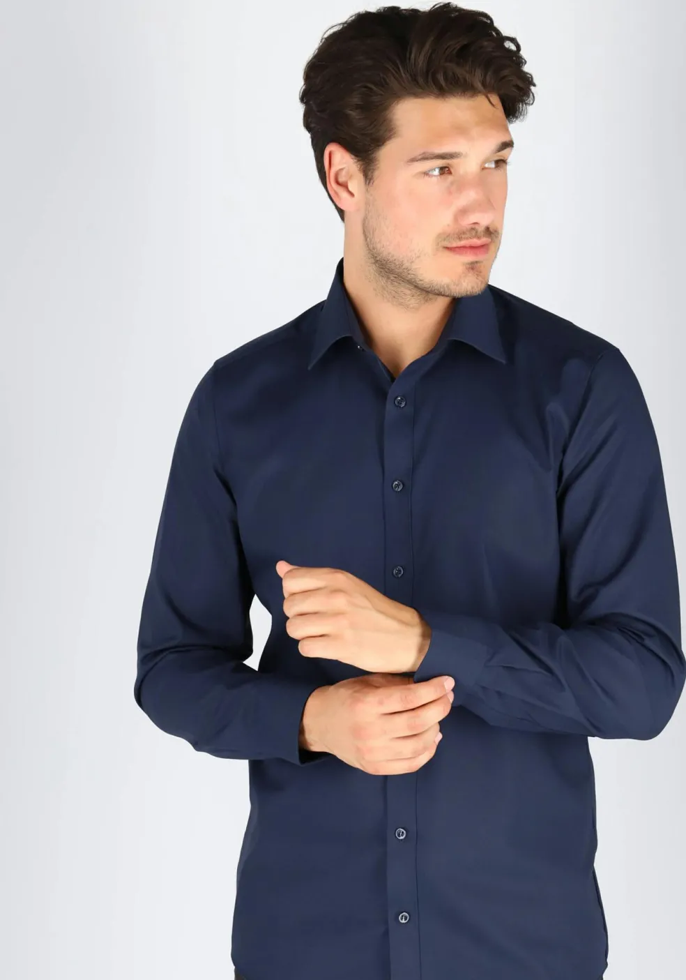 MARVELIS body fit overhemd, donkerblauw