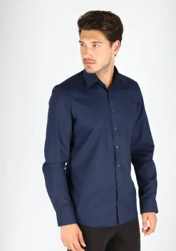 MARVELIS body fit overhemd, donkerblauw