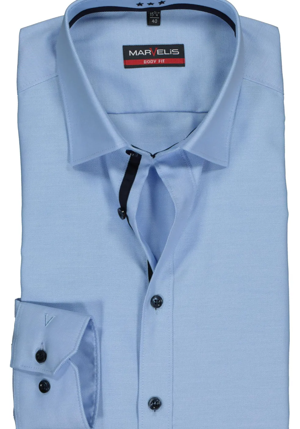 MARVELIS body fit overhemd, lichtblauw twill (contrast)