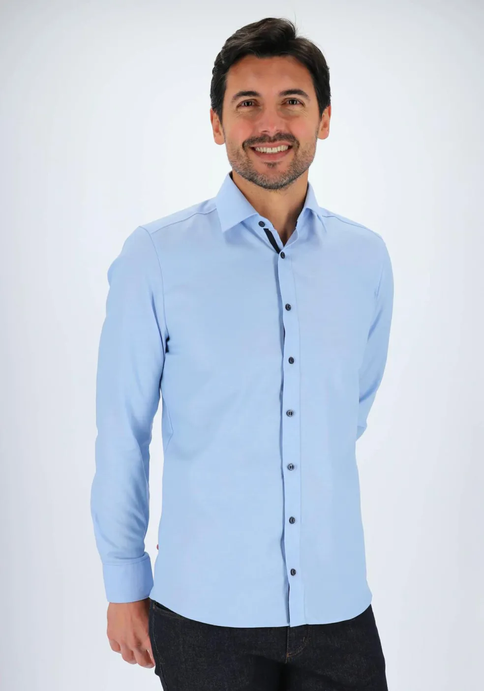 MARVELIS body fit overhemd, lichtblauw twill (contrast)