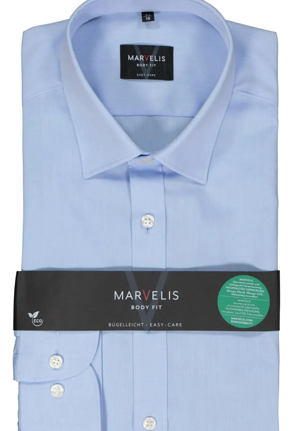MARVELIS body fit overhemd, popeline, lichtblauw