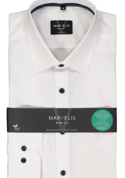 MARVELIS body fit overhemd, popeline, wit