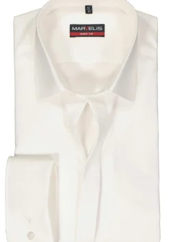 MARVELIS body fit smoking overhemd, popeline, off-white