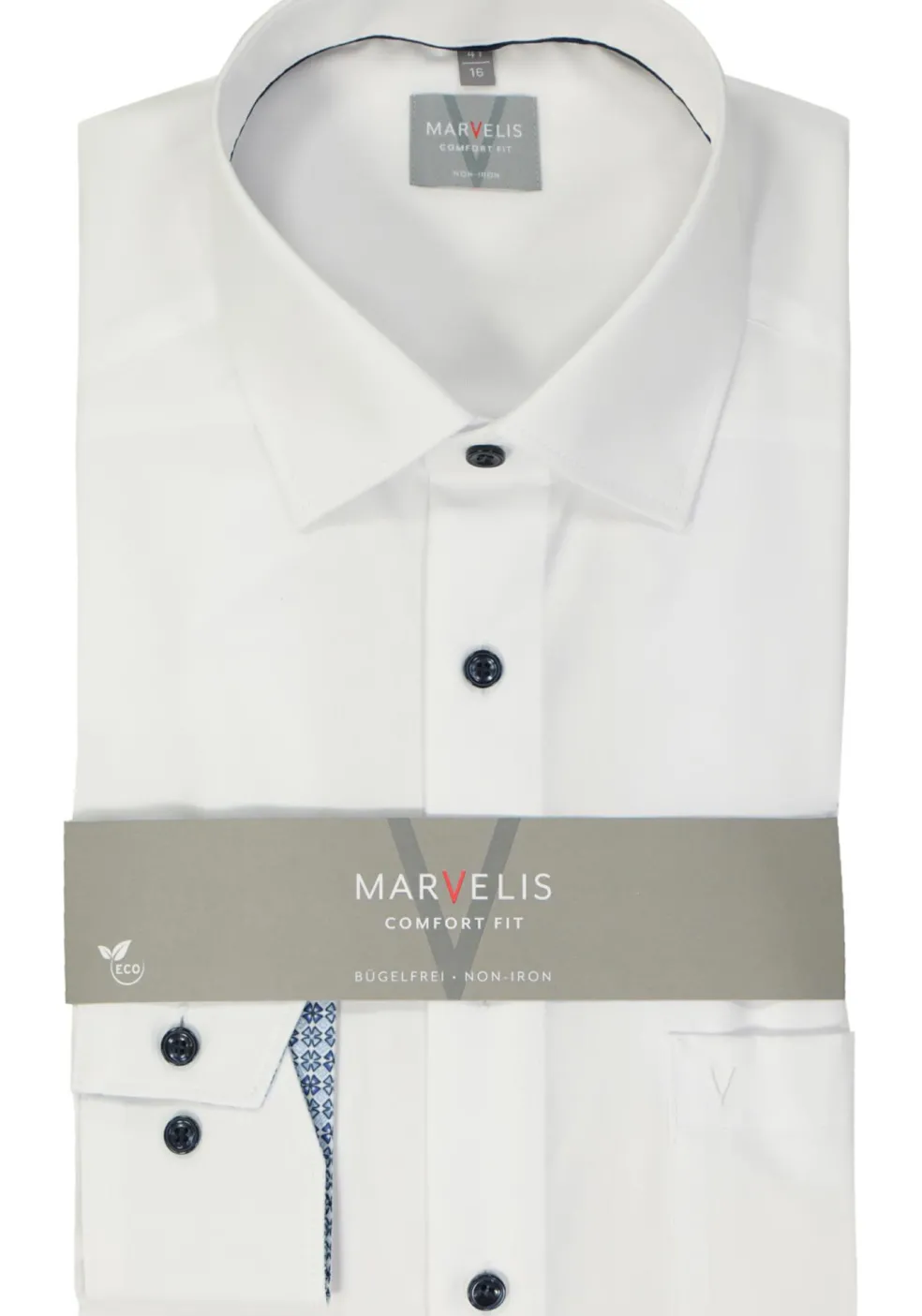 MARVELIS comfort fit overhemd, popeline, wit