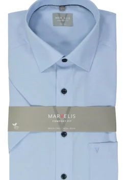 MARVELIS comfort fit overhemd, korte mouw, popeline, lichtblauw
