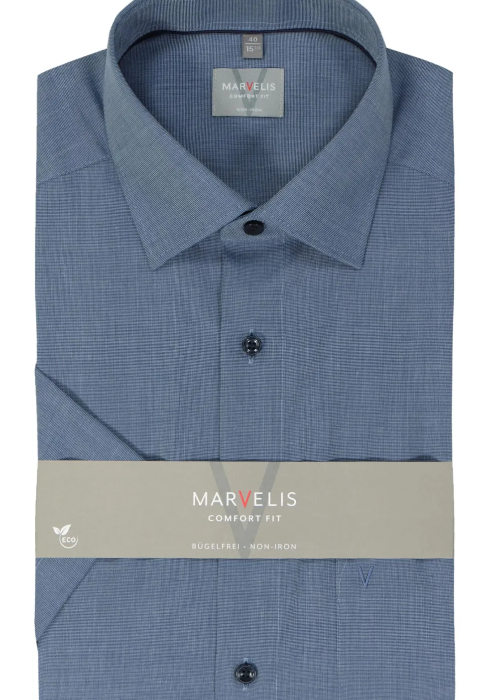 MARVELIS comfort fit overhemd, korte mouw, popeline, nachtblauw