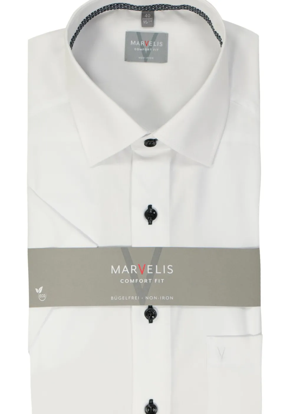 MARVELIS comfort fit overhemd, korte mouw, popeline, wit