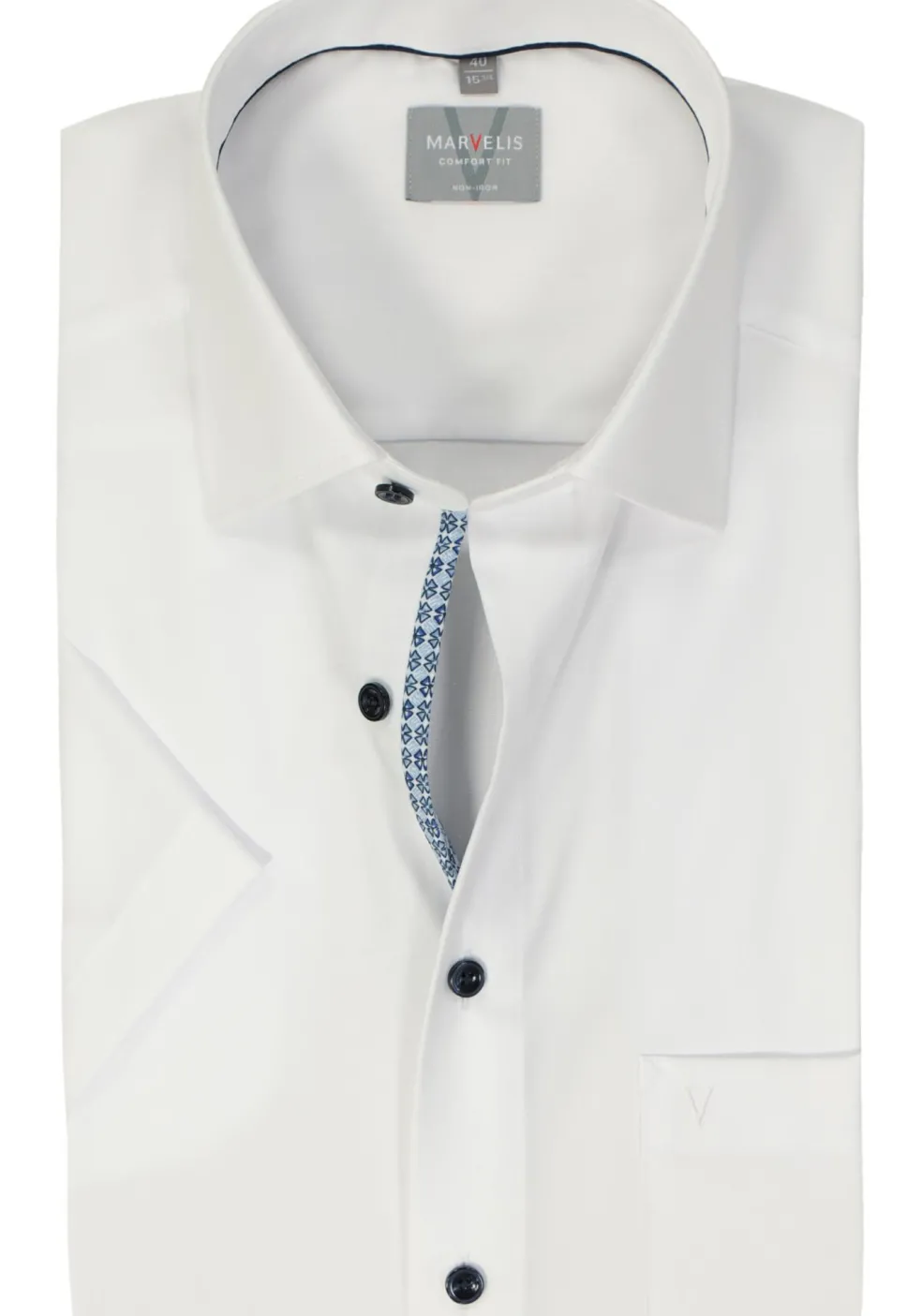 MARVELIS comfort fit overhemd, korte mouw, popeline, wit