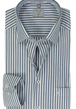 MARVELIS comfort fit overhemd, popeline, donkerblauw gestreept