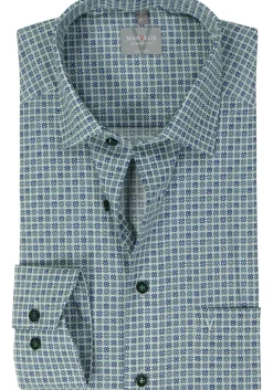 MARVELIS comfort fit overhemd, popeline, groen dessin