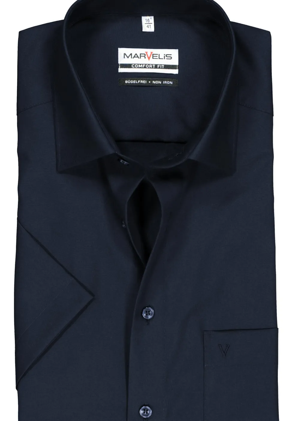 MARVELIS comfort fit overhemd, korte mouw, donkerblauw