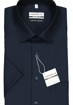 MARVELIS comfort fit overhemd, korte mouw, donkerblauw