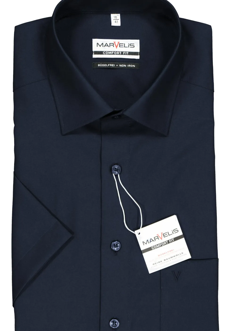 MARVELIS comfort fit overhemd, korte mouw, donkerblauw
