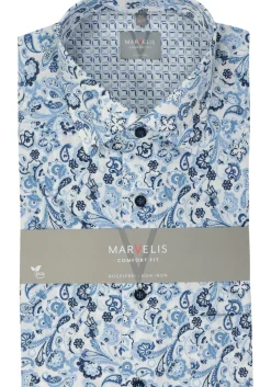 MARVELIS comfort fit overhemd, korte mouw, popeline, lichtblauw dessin