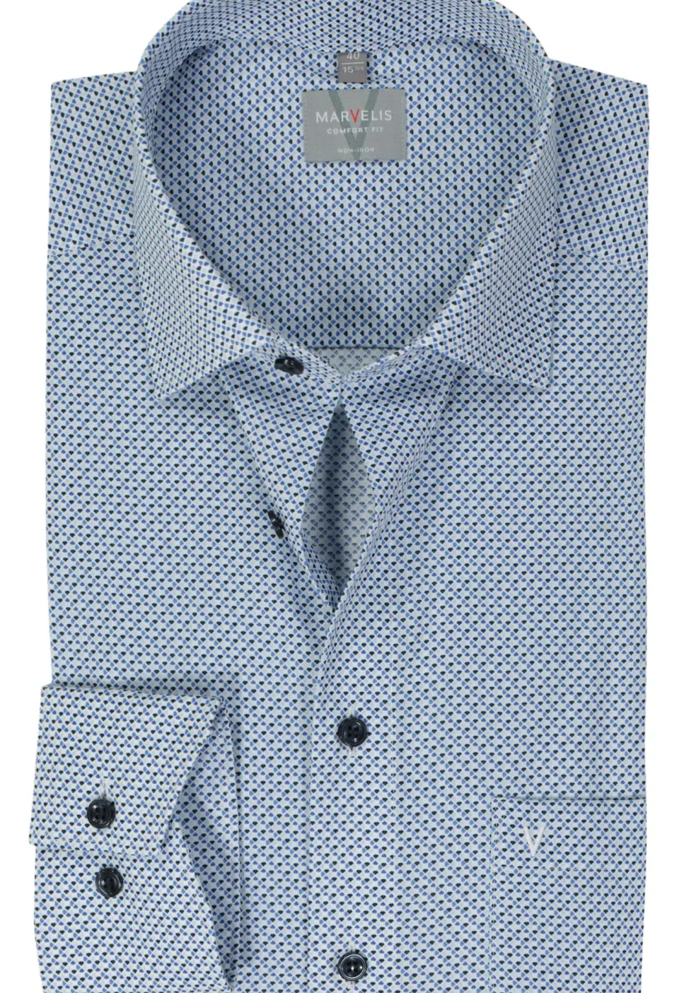 MARVELIS comfort fit overhemd, popeline, lichtblauw dessin