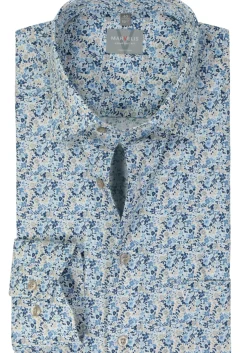 MARVELIS comfort fit overhemd, popeline, lichtblauw dessin