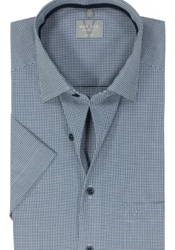 MARVELIS comfort fit overhemd, korte mouw, popeline, donkerblauw geruit
