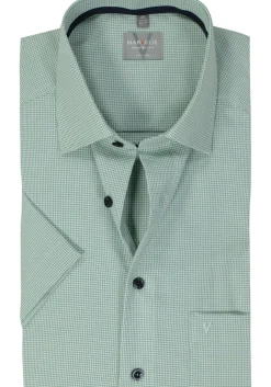 MARVELIS comfort fit overhemd, korte mouw, popeline, kristalgroen geruit