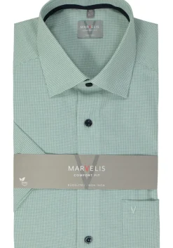 MARVELIS comfort fit overhemd, korte mouw, popeline, kristalgroen geruit