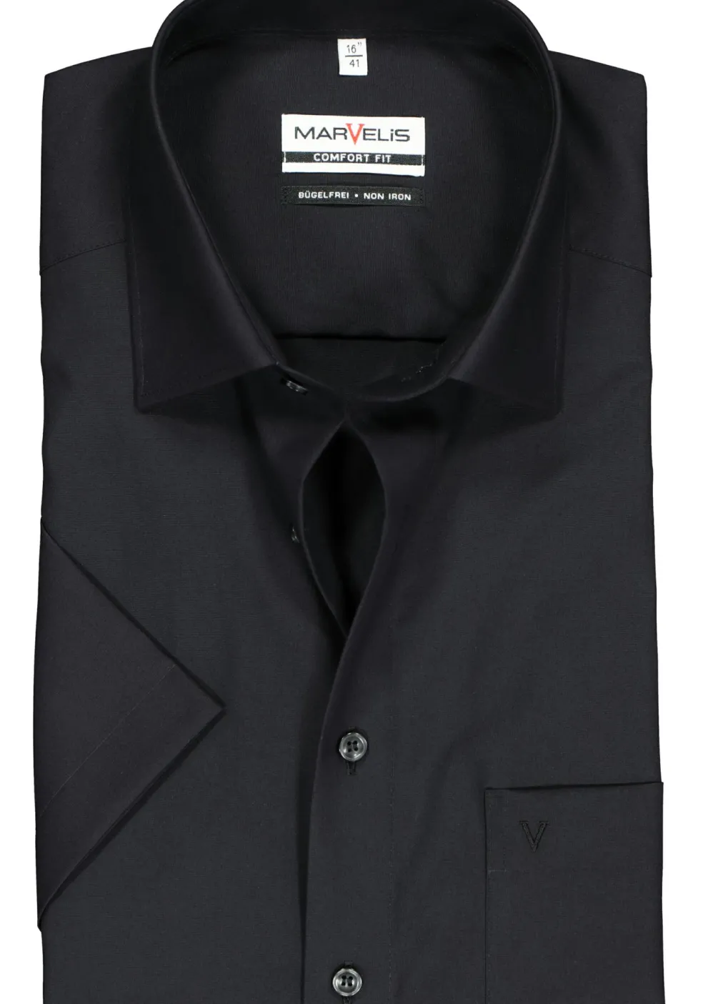 MARVELIS comfort fit overhemd, korte mouw, zwart