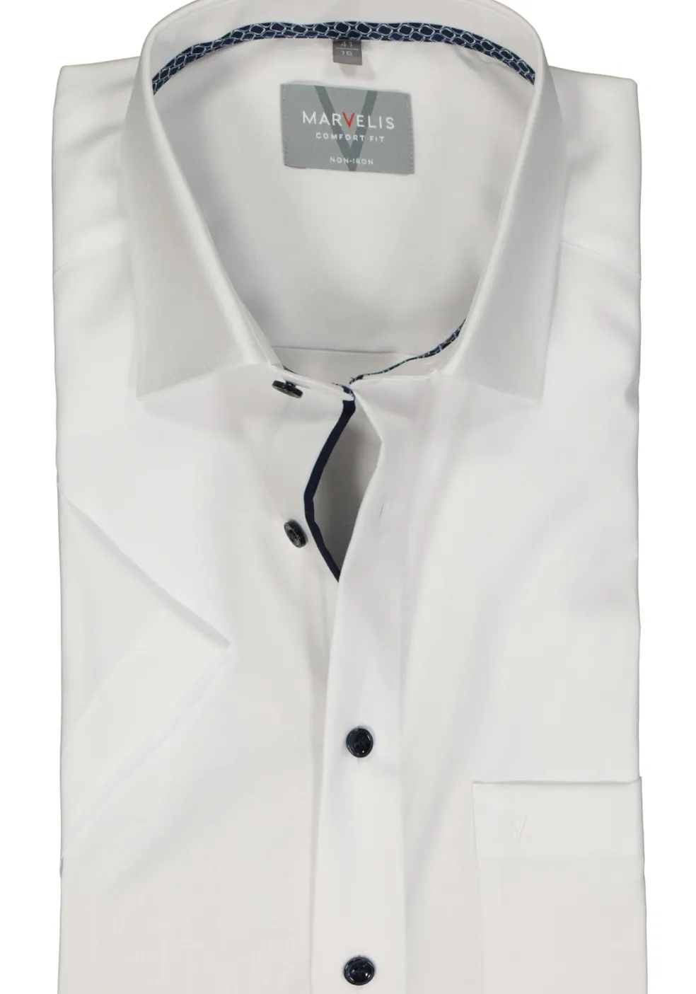 MARVELIS comfort fit overhemd, korte mouw, structuur, wit