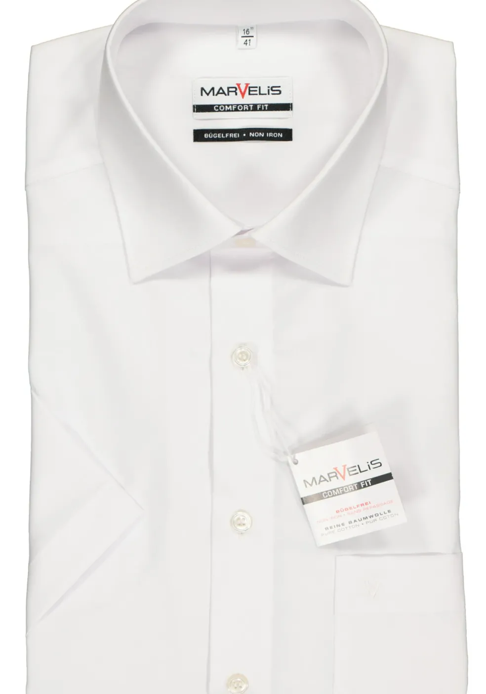 MARVELIS comfort fit overhemd, korte mouw, wit