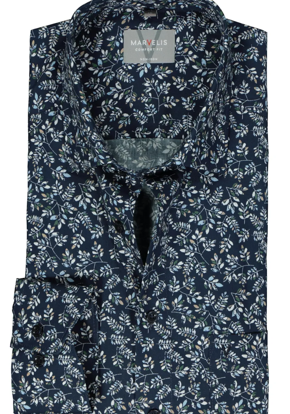 MARVELIS comfort fit overhemd, popeline, donkerblauw dessin