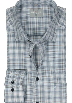 MARVELIS comfort fit overhemd, popeline, donkerblauw geruit
