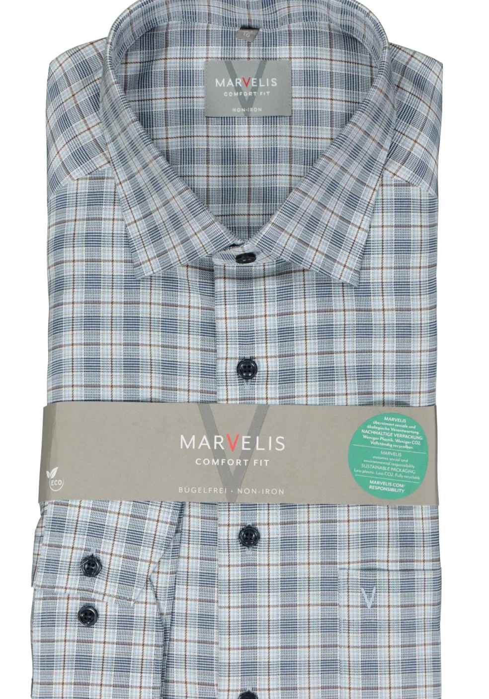 MARVELIS comfort fit overhemd, popeline, donkerblauw geruit