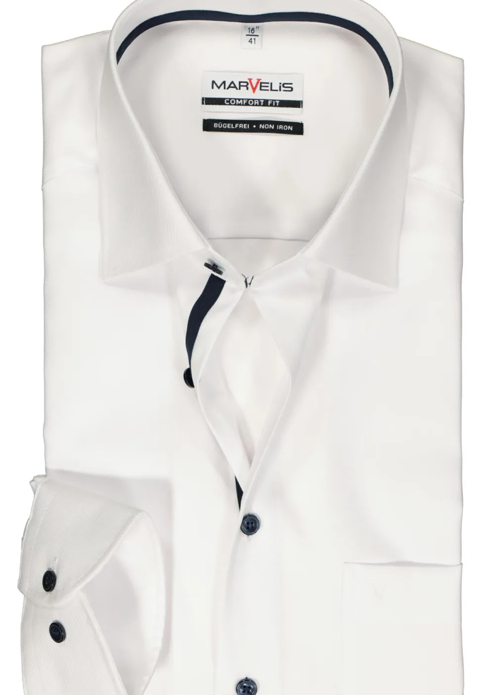 MARVELIS comfort fit overhemd, twill, wit