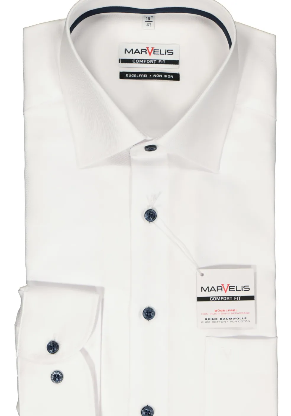 MARVELIS comfort fit overhemd, twill, wit