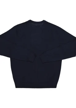 MARVELIS heren trui wol, O-hals, donkerblauw
