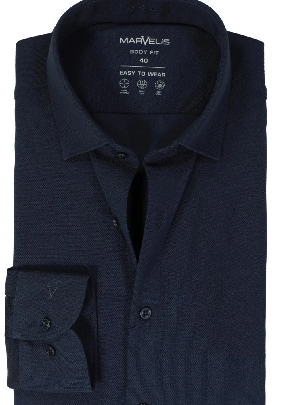 MARVELIS jersey body fit overhemd, donkerblauw tricot