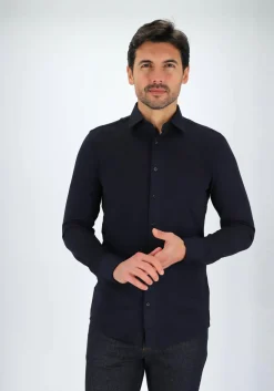 MARVELIS jersey body fit overhemd, donkerblauw tricot
