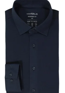 MARVELIS jersey modern fit overhemd, donkerblauw tricot