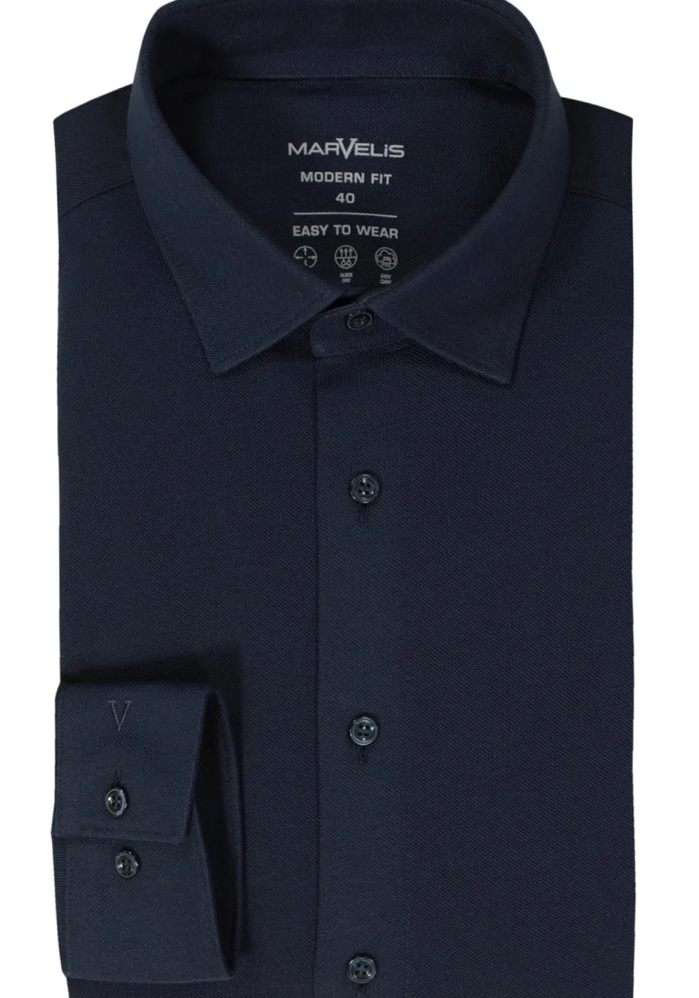 MARVELIS jersey modern fit overhemd, donkerblauw tricot