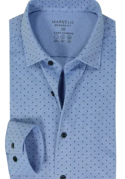 MARVELIS jersey modern fit overhemd, lichtblauw met donkerblauw gestipt tricot