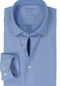 MARVELIS jersey modern fit overhemd, lichtblauw tricot