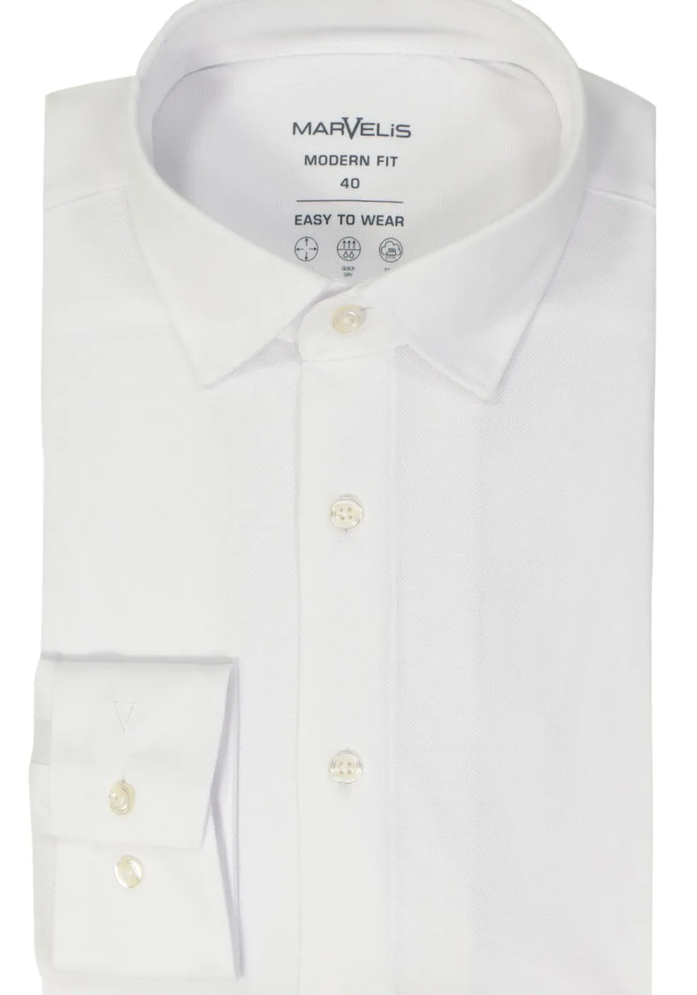 MARVELIS jersey modern fit overhemd, wit tricot