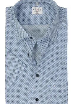 MARVELIS modern fit overhemd, korte mouw, popeline, lichtblauw dessin
