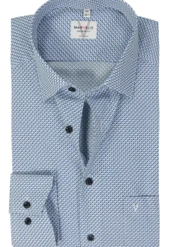 MARVELIS modern fit overhemd, popeline, lichtblauw dessin